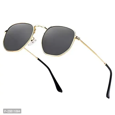Black Color Uv Protection Hexagonal Sunglasses/Frame For Women-thumb0