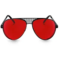Arzonai Aviator Unisex Sunglasses Black Frame , Red Lens (Large) Pack of 1-thumb1