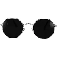 ARZONAI Unisex Adult Hexagonal Sunglasses Black Frame, Black Lens (Medium) - Pack of 1-thumb1