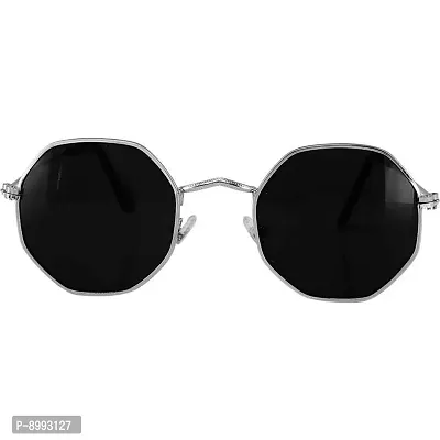 ARZONAI Unisex Adult Hexagonal Sunglasses Black Frame, Black Lens (Medium) - Pack of 1-thumb2