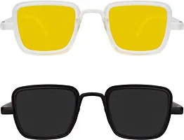 ARZONAI Men's and Boy's UV Protection Plastic Rectangular Sunglasses (Yellow, Black) Combo Pack of 2-thumb1