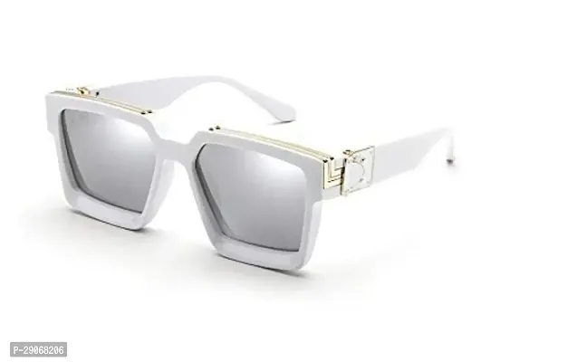 Trendy White Plastic Frame Sunglasses For Women