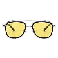 ARZONAI TONY STARK Iron Man Aviator Avengers Steampunk Unisex Sunglasses (Silver-Yellow)-thumb1