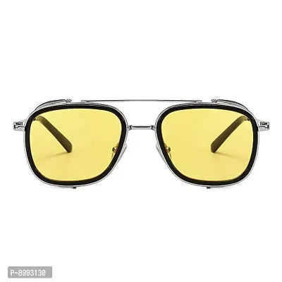 ARZONAI TONY STARK Iron Man Aviator Avengers Steampunk Unisex Sunglasses (Silver-Yellow)-thumb2