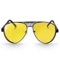 Arzonai Aviator Unisex Sunglasses Black Frame , Yellow Lens (Large) Pack of 1-thumb1