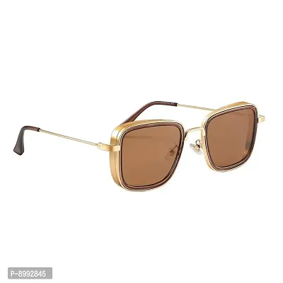 Arzonai Carryminati Mens Square Sunglasses Golden Frame, Pink  Brown Lens (Medium) Pack of 2-thumb2