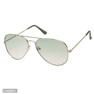 Arzonai Classic Aviator Shape Silver-Green UV Protection Sunglasses For Men  Women [MA-008-S4 ]