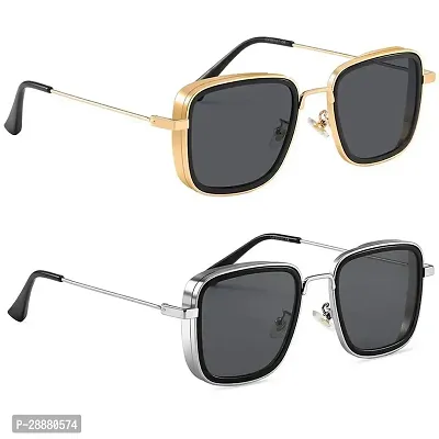 Modern Multicoloured Metal Sunglasses Pack Of 2