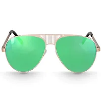 Arzonai Aviator Unisex Sunglasses Golden Frame , Green Mirror Lens (Large) Pack of 1-thumb1