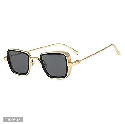 ARZONAI Metal Branded Stylish KABIR Singh Unisex Rectangular Sunglasses (Gold Black , Medium )
