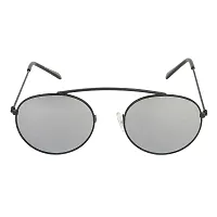 Arzonai Flynn Oval Shape Black-Silver Mirrored UV Protection Sunglasses For Men  Women [MA-199-S2 ]-thumb2