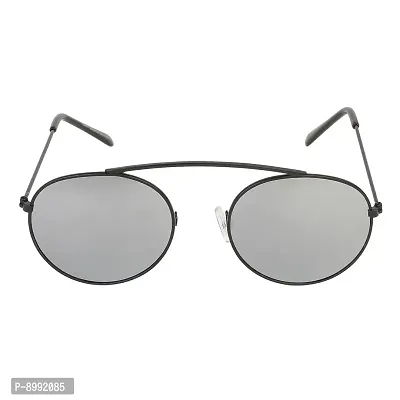 Arzonai Flynn Oval Shape Black-Silver Mirrored UV Protection Sunglasses For Men  Women [MA-199-S2 ]-thumb3