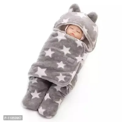 NAMAN Super Soft Hooded Baby Blanket Wrapper . for New Born Babies (Unisex, 0-6 Months) Pack of 3 Grey-thumb2