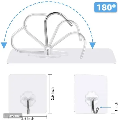 Adhesive Hooks Waterproof and Oilproof, Bathroom Kitchen Heavy Duty Self Adhesive Hooks (Pack of 10)-thumb5