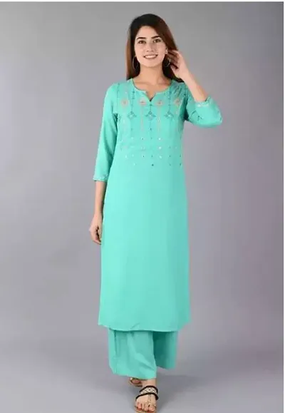 Stylish Rayon Self Pattern Stitched Kurta For Women