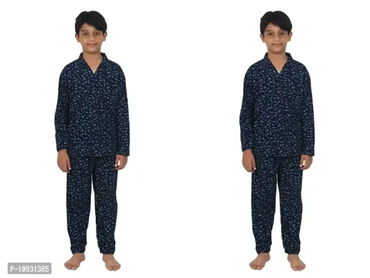 Cotton Print Full Sleeve T-Shirt  Pajama Nightsuit For Boys-thumb0