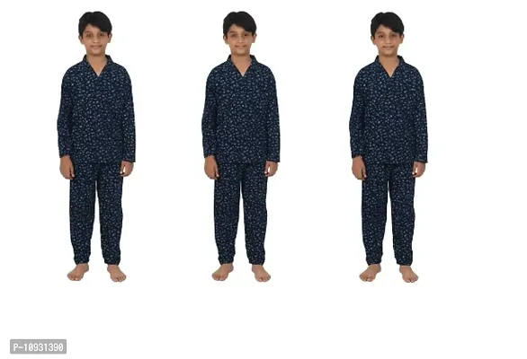 Cotton Print Full Sleeve T-Shirt  Pajama Nightsuit For Boys-thumb0