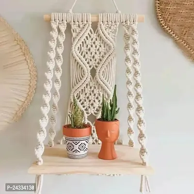 Boho Chic Design: Elevate your space with this bohemian-inspired macrameacute; mirror featuring intricate off-white patterns that add a touch of boho chic to any room.  Premium Quality: Crafted with attenti-thumb0