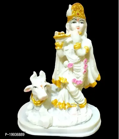 Winsome Collection Krishna Kanha With Cow Idol Murti Statue For Pujaghar Home Room Decor-thumb0