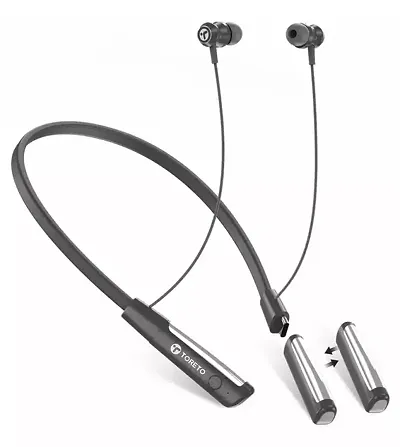 Wireless Neckband with FastCharging,42Hrs playtime,Waterproof,Earphone Bluetooth wireless neckband with mic  in Black color