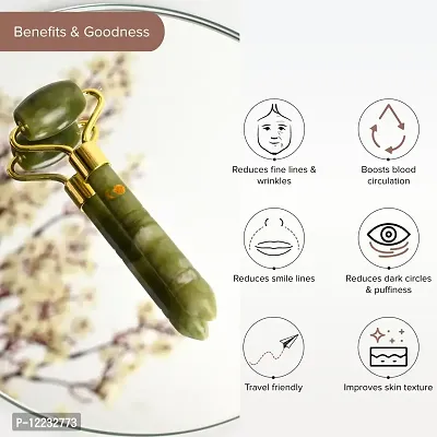 Dromen  Co Mini Jade Facial Roller | Reduces fine lines, wrinkles, dark circles  puffiness | Face massage tool-thumb2