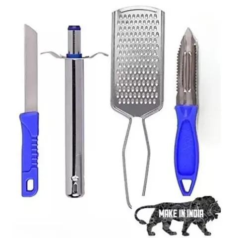 NewQ Kitchen Tool Combo of Stainless Steel Lighter, Knife & Peeler with Stainless Steel Cheese Ginger Grater