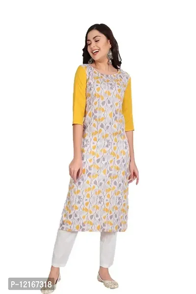 Stylish Womens Crepe  Printed Straight Kurti-thumb0