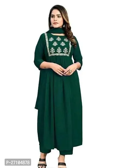 Stylish Green Georgette Kurta with Bottom And Duppata For Women