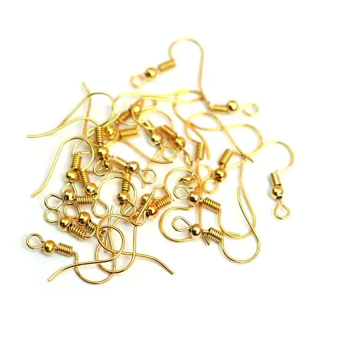 2 packet of Golden color metal Hooks for jewelry making/ Earrings Hooks for jewelry making, Pack of 40 pcs (20 pair)