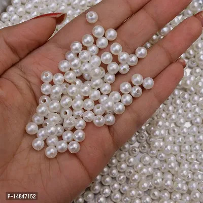 White pearl beads of 6mm for jewellry making, Embroidery work, DIY craft / Pack include 1000pcs .-thumb0