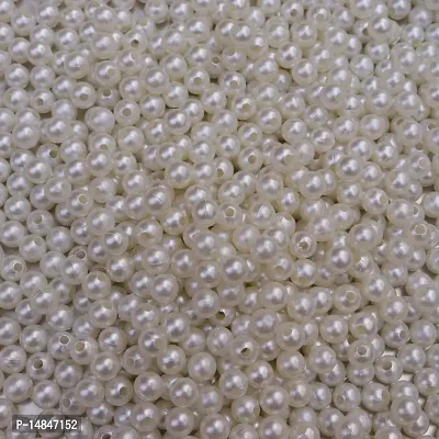 White pearl beads of 6mm for jewellry making, Embroidery work, DIY craft / Pack include 1000pcs .-thumb3