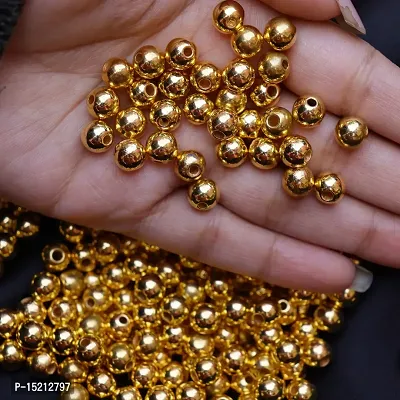 Golden beads of 8mm for jewellry making, Embroidery work, DIY craft / Pack include 500pcs.