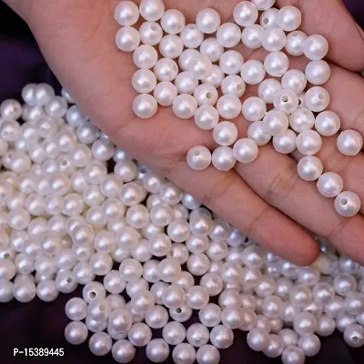 White pearl beads of 8mm for jewellry making, Embroidery work, DIY craft / Pack include 500pcs.