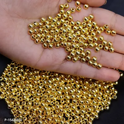 Golden beads of 5mm for jewellry making, Embroidery work, DIY craft / Pack include 1000pcs.