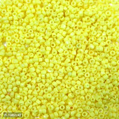 Small Yellow Glass beads of 2mm for jewellery making/ for DIY craft, Pack of 50 gms-thumb0