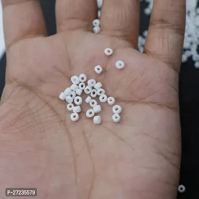 White Glass beads of 3mm (8/0) for jewellery making,Pack of 100gm-thumb2