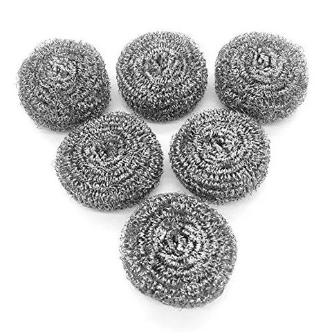 EEEZEEE Stainless Steel Sponges Metal Scrubber, Steel Wool Scrubber Pad, Steel Wool Scrubber Used for Dishes, Pots, Pans, Ovens Kitchens, Bathroom, and Tough Cleaning Jobs Pack of 6