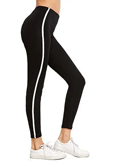 Trendy Workout Tights with Side Stripe