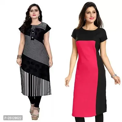 Designer Multicoloured Crepe Kurta For Women Combo Of 2