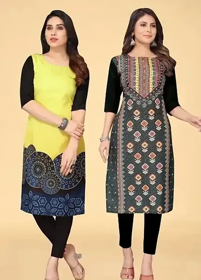 Stylish Crepe Printed Kurta - Pack of 2