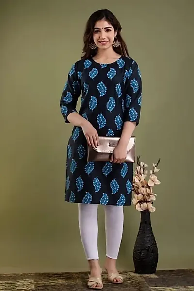 Stylish Crepe Printed Straight Kurti