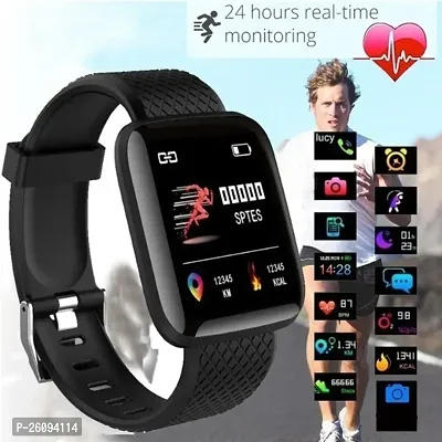 ID116 Bluetooth Fitness Smart Watch Smartwatch - Black-thumb0