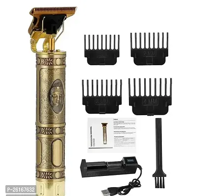 professional maxtop rechargeable cordless electric blade beard trimmer trimmer 10 min runtime 4 length settings color gold pack of 1-thumb0