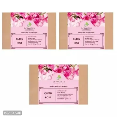 Rose Skin Moisturising Bathing Soap Make Sooth and Supple Skin - 3 Soap (300Gm)-thumb0