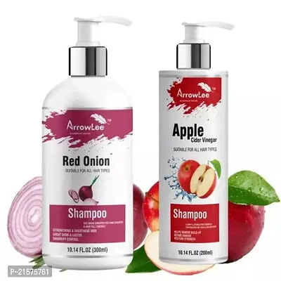 Custmize Shampoo Combo For Dull Hair and   Treating Dandruff | Pack Of 2 | Red Onion Shampoo (300Ml) + Apple Cider Vinegar Shampoo (200Ml)