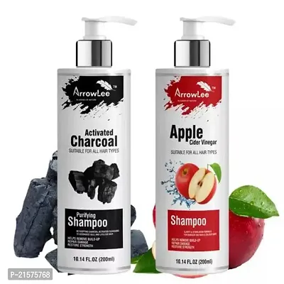 Hair Care Shampoo Combo Charcoal and   Apple Cider Vinegar Pack Of 2 Shampoo (200 Ml + 200Ml)