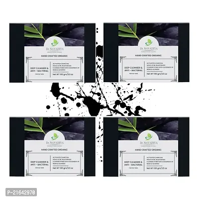 Dr. Navadiya - Charcoal Bathing Soap  For Tan removal,Acne/pimples,Blemishes,Blackheads, Deep Cleansing - 4 soap