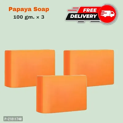 Papaya Soap For Soft, Supple  Glowing Skin (Suitable For all) - 3 Soap (300 gm)
