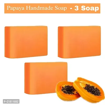 Papaya Handmade soap For Tan Removal  Deep Cleansing, Skin Smoothening Bath Soap Combo - 3 Soap Combo (300 gm)