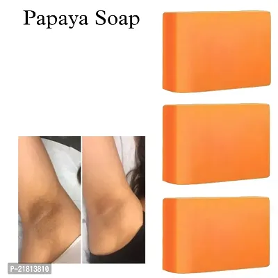Dirt Cleansing, oil Control  Skin Moisturising Bath Soap - Papaya Fragrance - 3 Soap Combo (300 gm)-thumb0